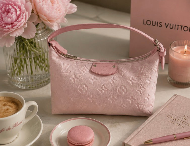Blush Pink Embossed Shoulder Bag