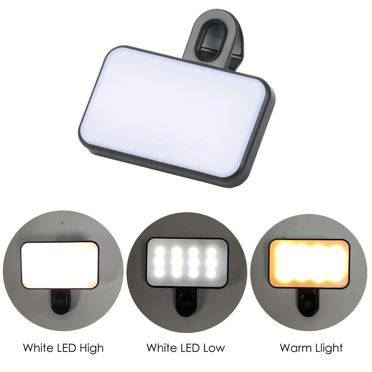 LED Selfie Light | Adjustable Clip-On Phone Light