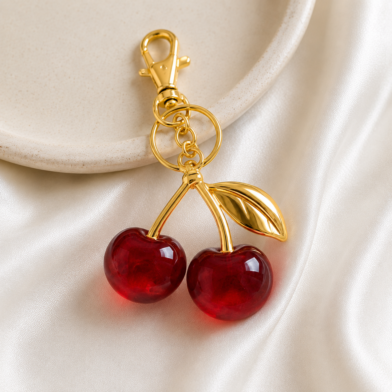 🍒 Sparkling Cherry Charm Keychain | Cute Kawaii Bag Charm | Cherry Purse Accessory | Available in Pink or Red