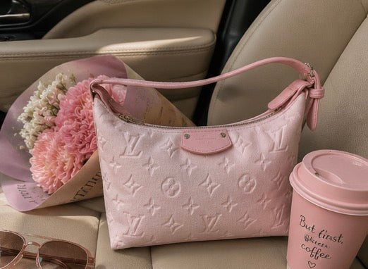 Blush Pink Embossed Shoulder Bag