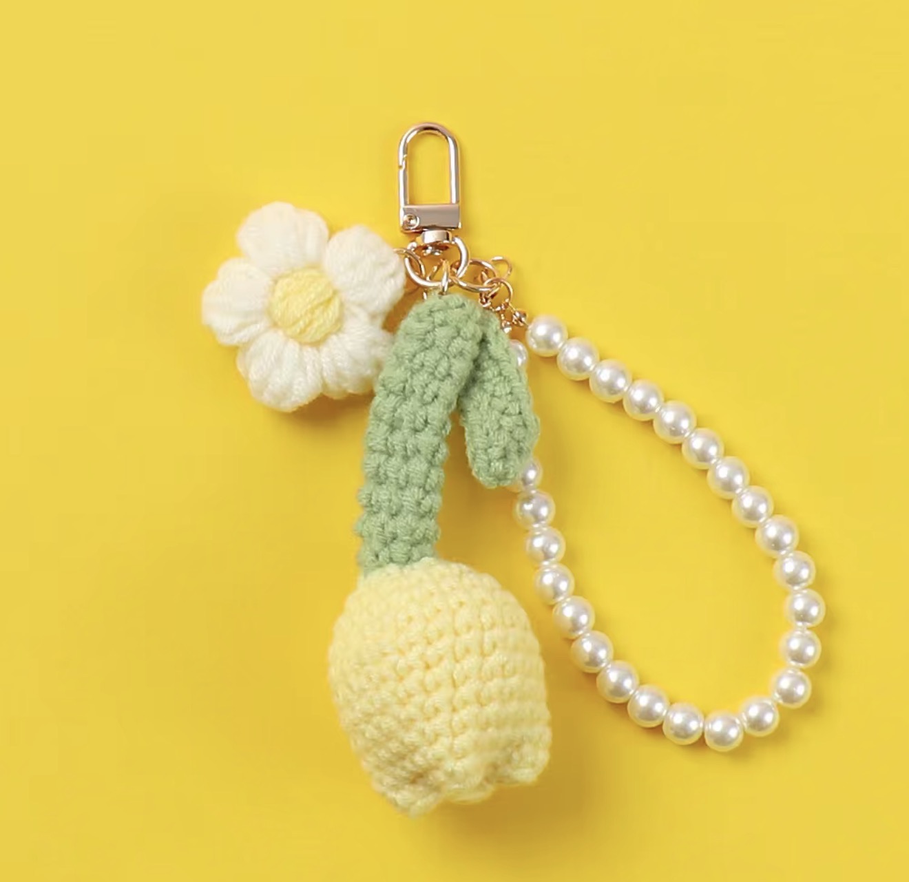 Crochet Tulip Keychain Charm