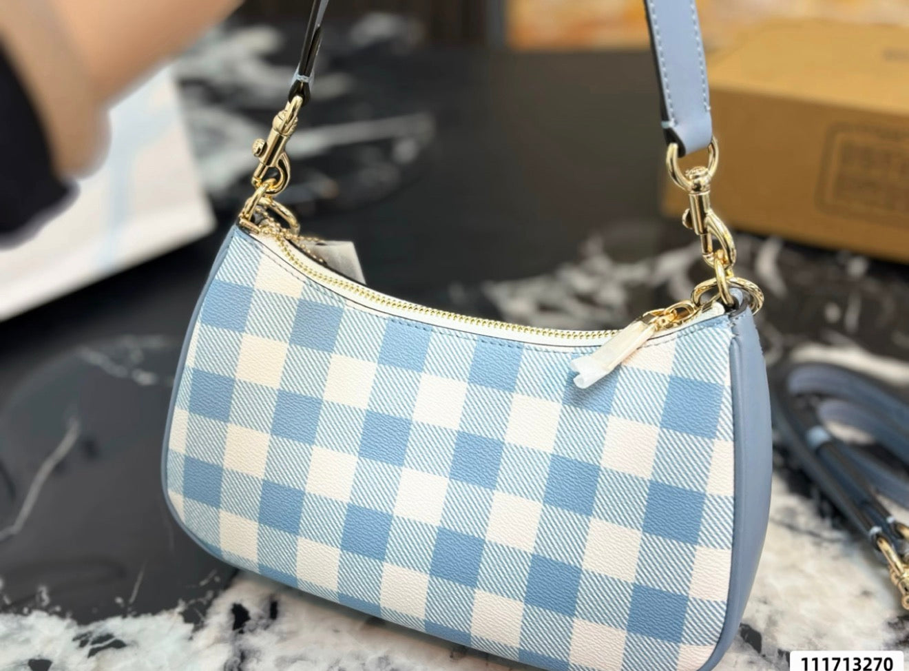 Blue Gingham Shoulder Bag