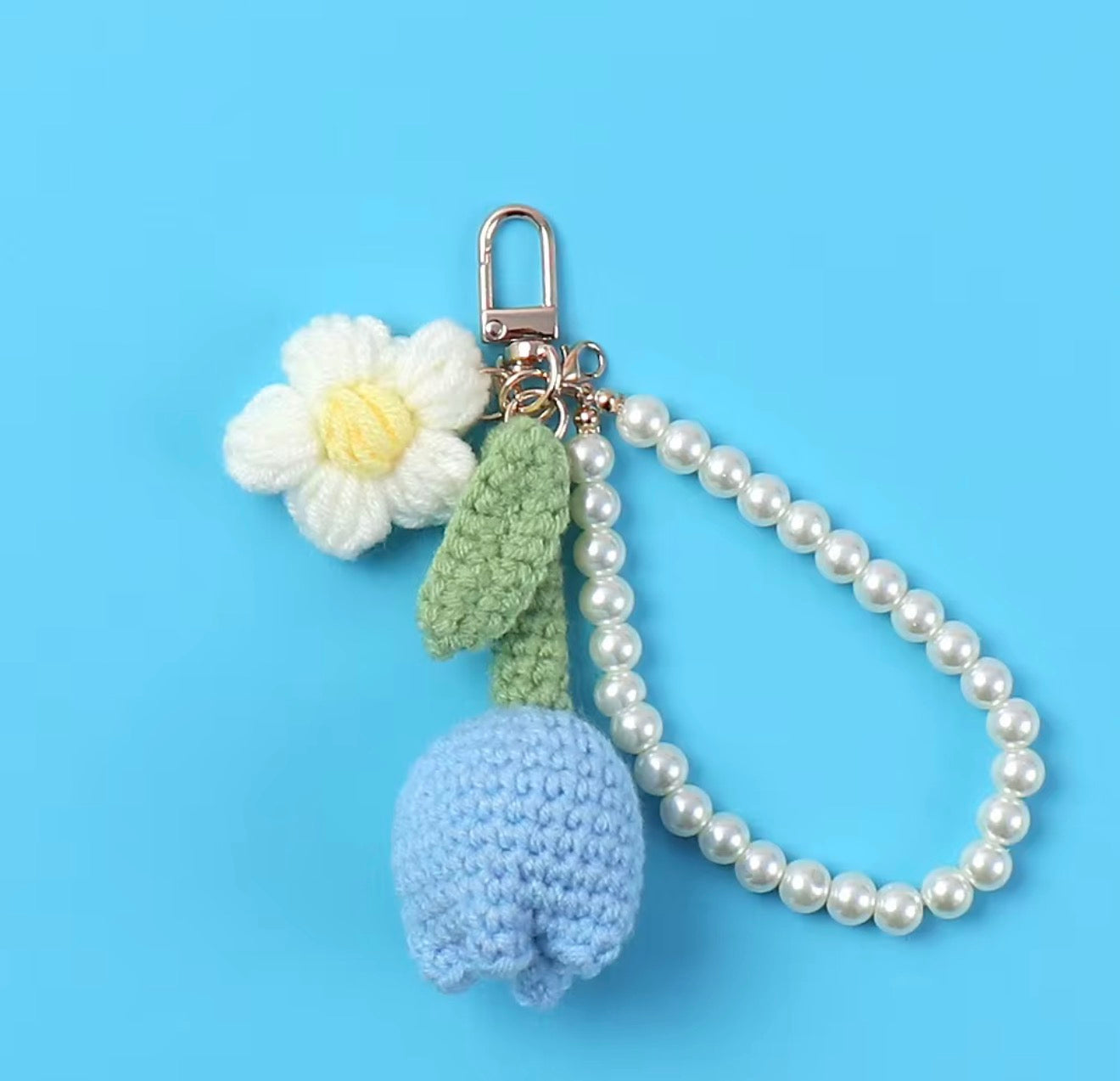 Crochet Tulip Keychain Charm