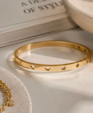 Gold Star Cutout Bangle Bracelet