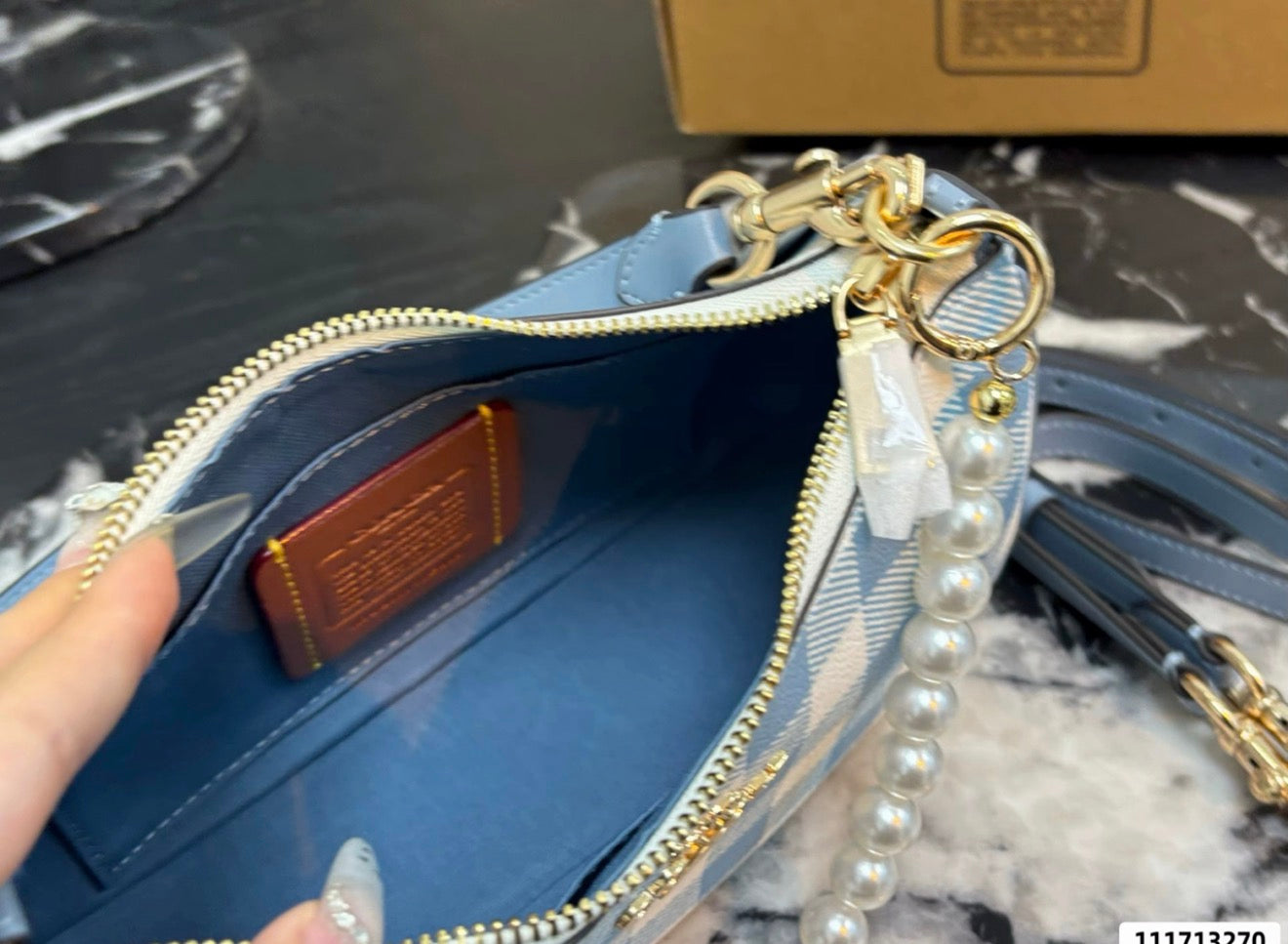 Blue Gingham Shoulder Bag
