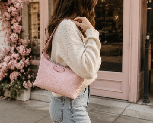 Blush Pink Embossed Shoulder Bag