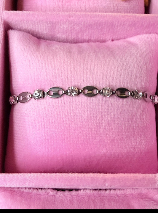 Silver Crystal Tennis Bracelet | Elegant Dainty Everyday Bracelet