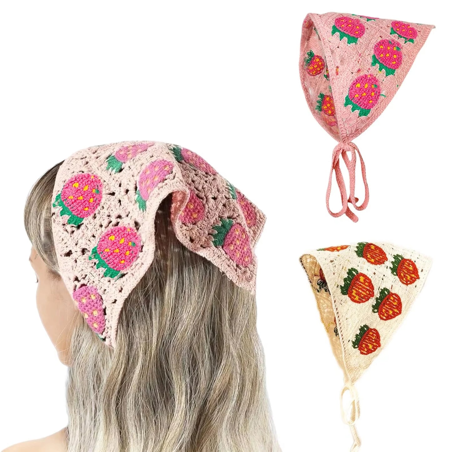 Crochet Floral Triangle Head Scarf