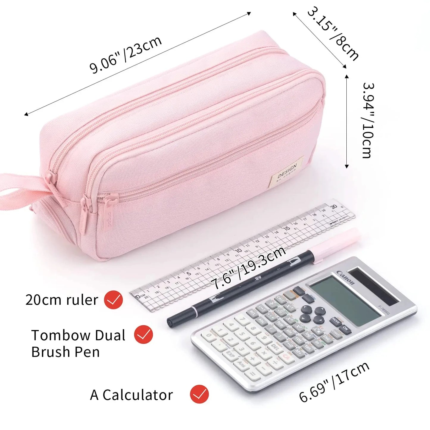 Pastel Double-Zip Pencil Pouch – Large Capacity School & Office Organizer