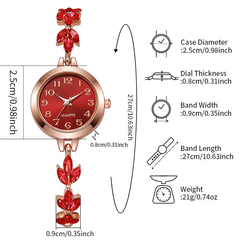 Elegant Gold Floral Bracelet Watch