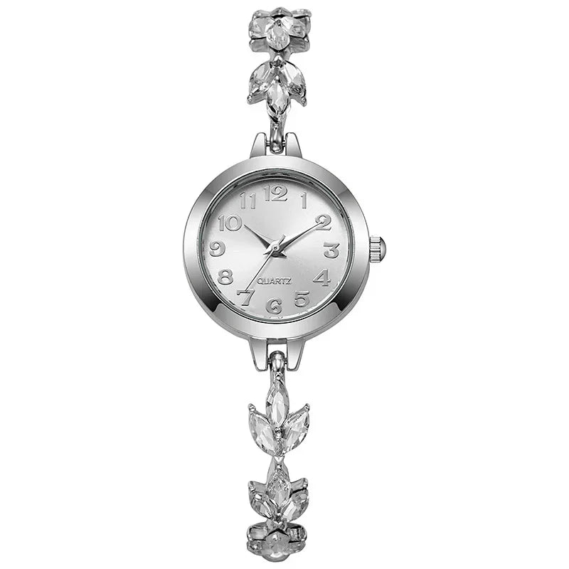 Elegant Gold Floral Bracelet Watch