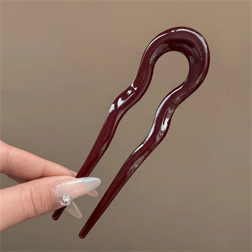 French Twist Hair Pin – Chic Tortoiseshell U-Shaped Hair Fork
