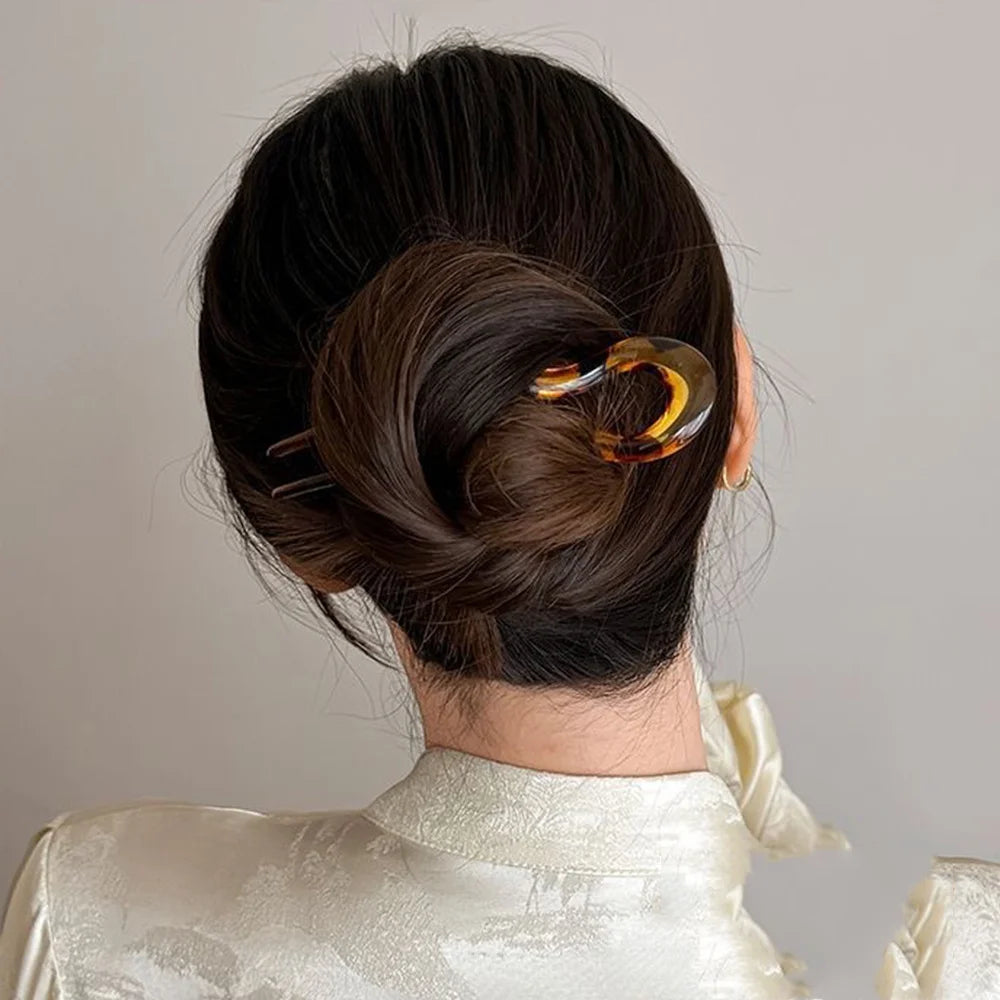 French Twist Hair Pin – Chic Tortoiseshell U-Shaped Hair Fork