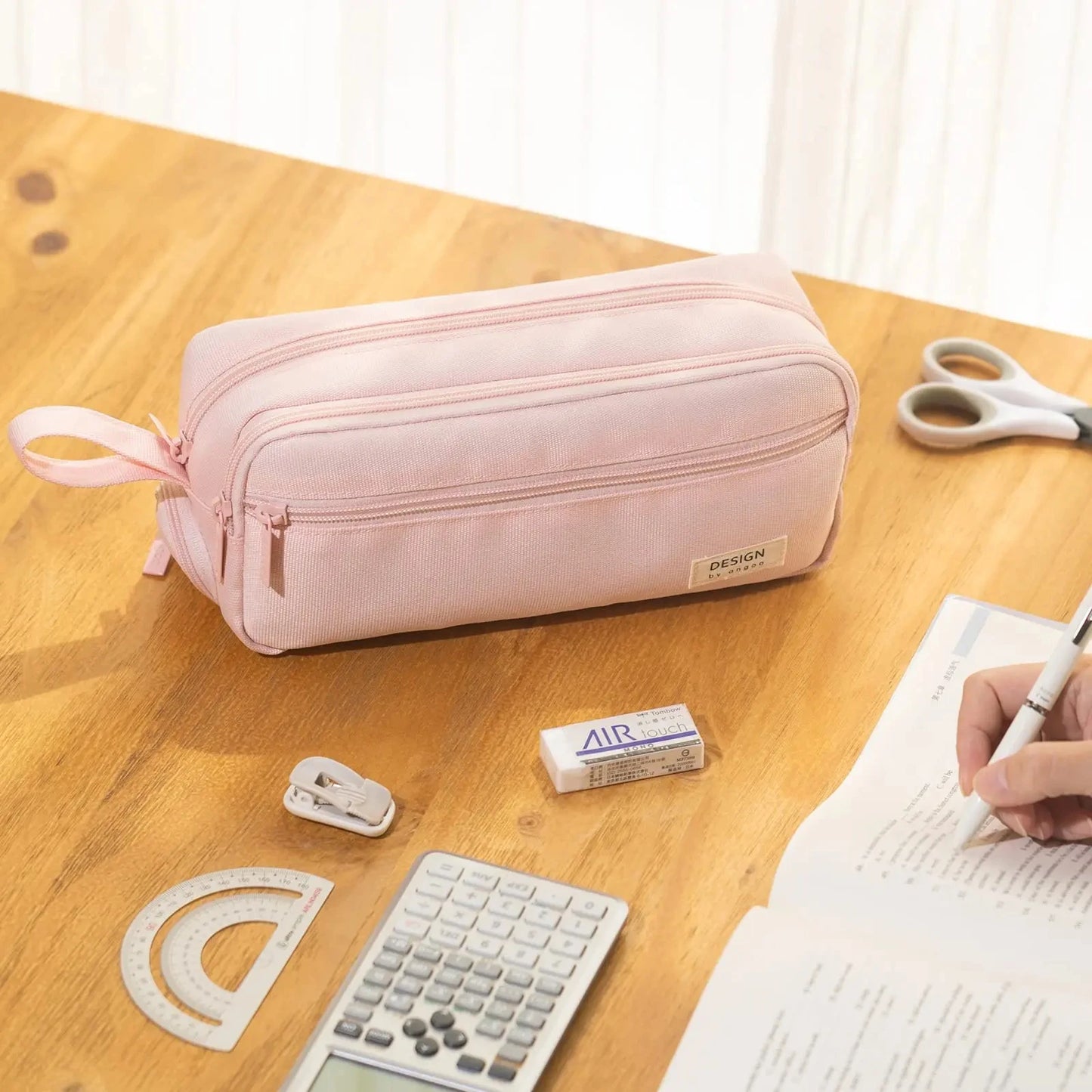 Pastel Double-Zip Pencil Pouch – Large Capacity School & Office Organizer