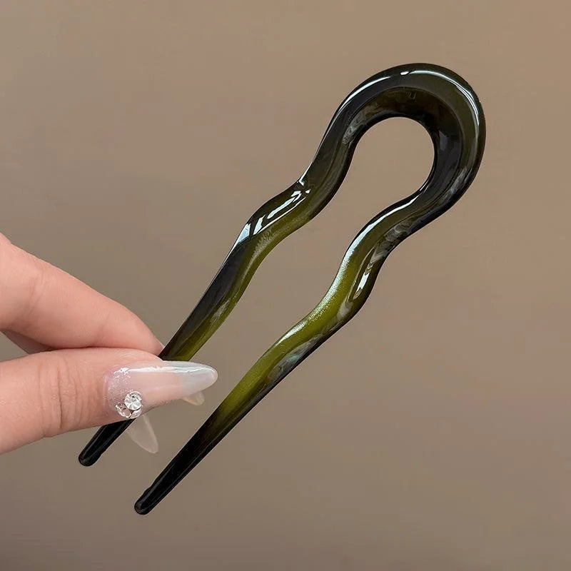 French Twist Hair Pin – Chic Tortoiseshell U-Shaped Hair Fork
