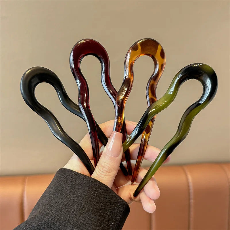 French Twist Hair Pin – Chic Tortoiseshell U-Shaped Hair Fork
