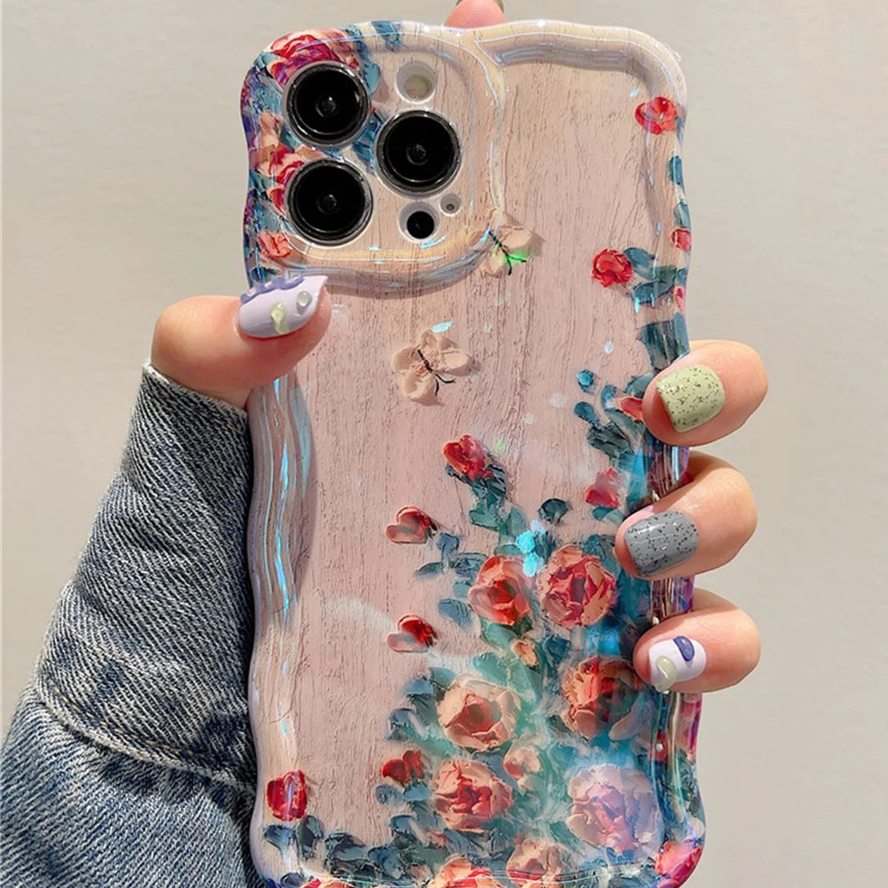 Vintage Floral Clear iPhone Case | Pink Blossom Aesthetic Case
