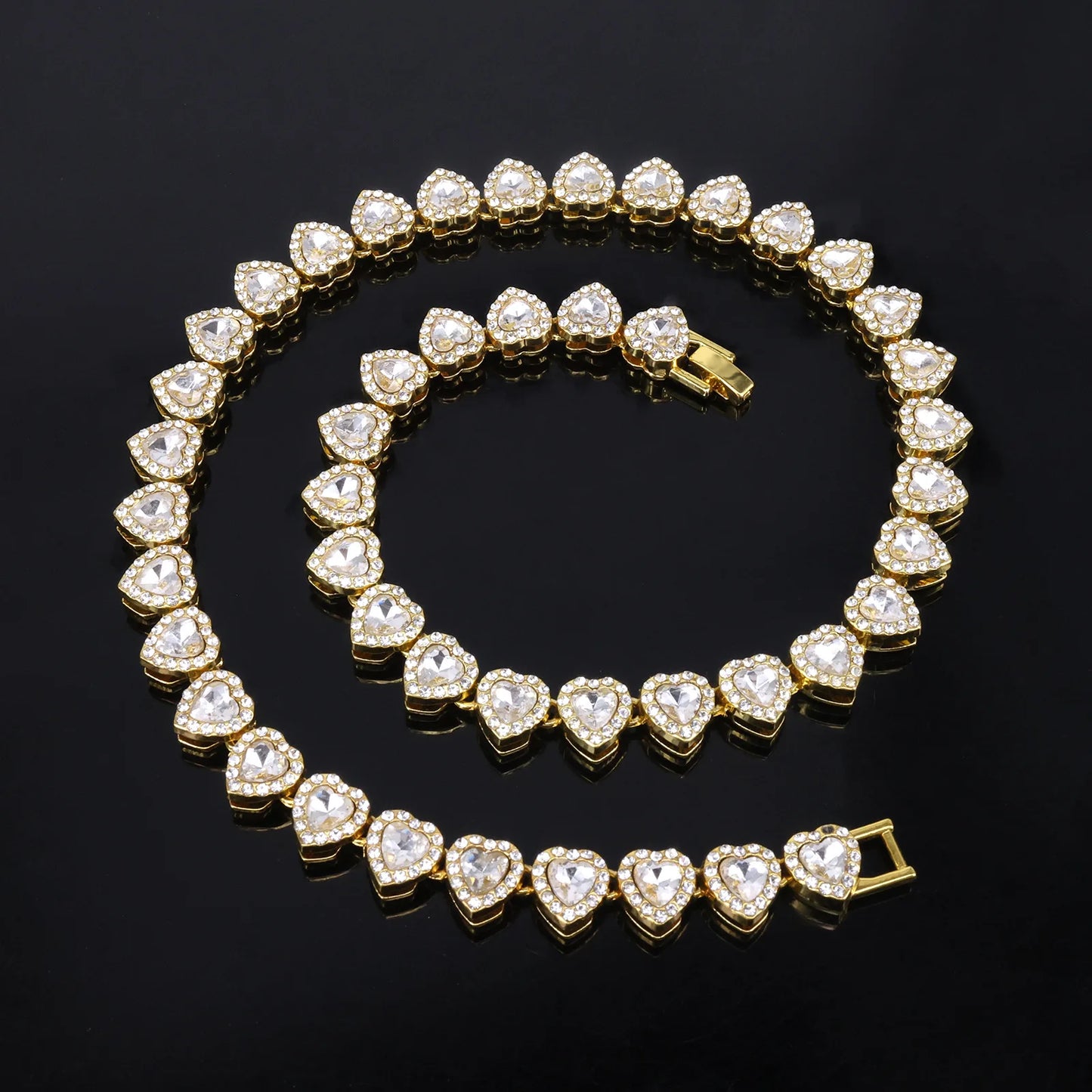 Heart Tennis Necklace & Bracelet Set