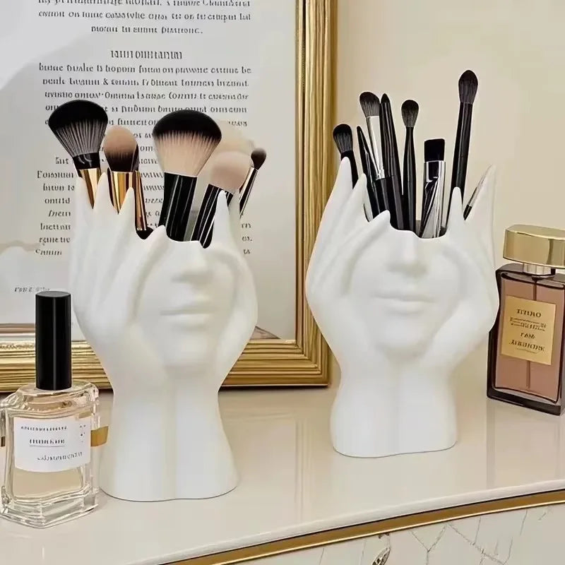 Modern Hand Makeup Brush Holder | Artistic Vanity Organizer