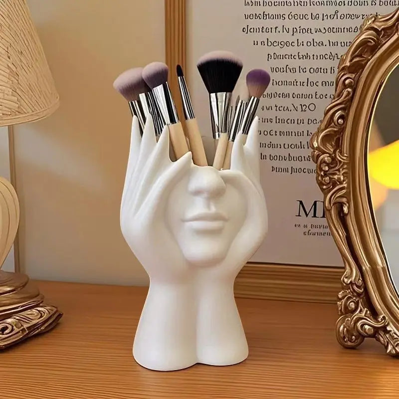 Modern Hand Makeup Brush Holder | Artistic Vanity Organizer