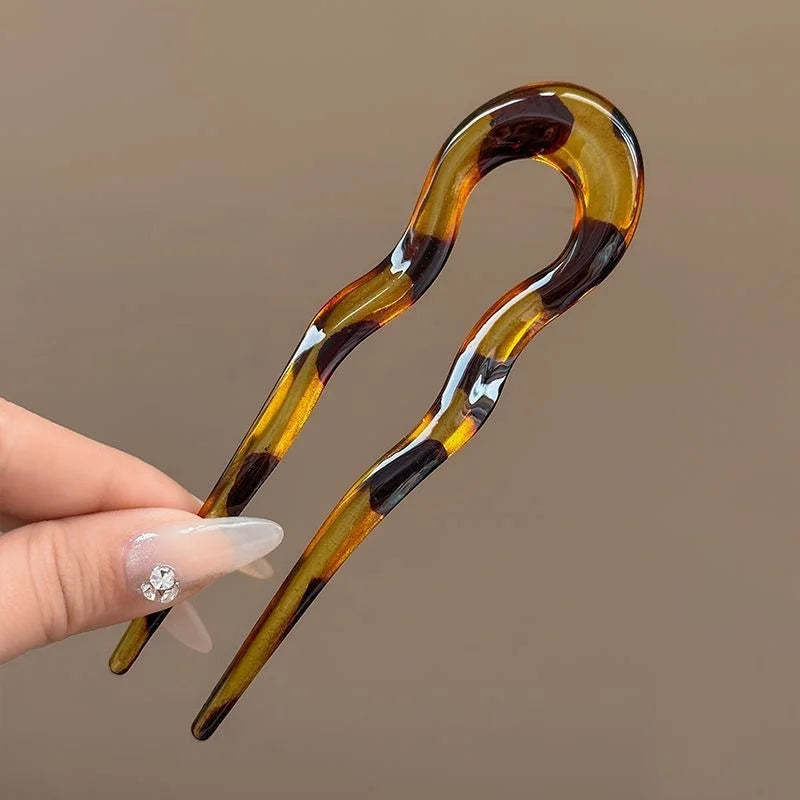 French Twist Hair Pin – Chic Tortoiseshell U-Shaped Hair Fork