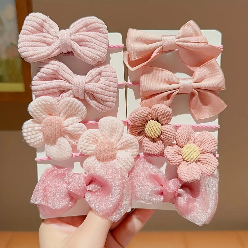 10-Pack Satin Bow Hair Ties – Soft Floral Elastic Hair Bands