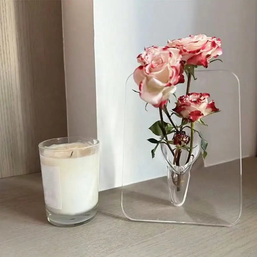 Modern Acrylic Frame Vase – Minimalist Floral Display for Home & Office