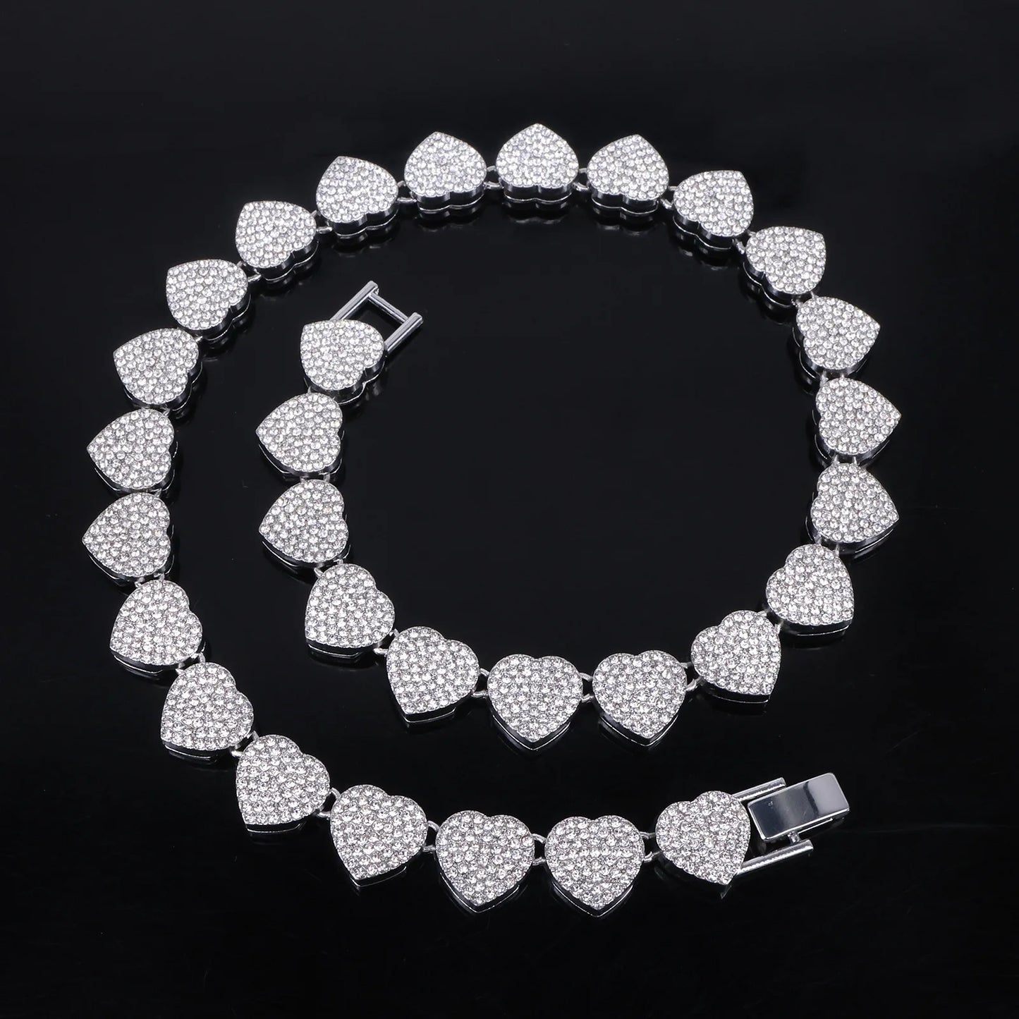 Heart Tennis Necklace & Bracelet Set