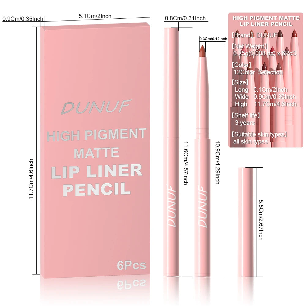 Velvet Precision Lip Liner Set – 6 Shades
