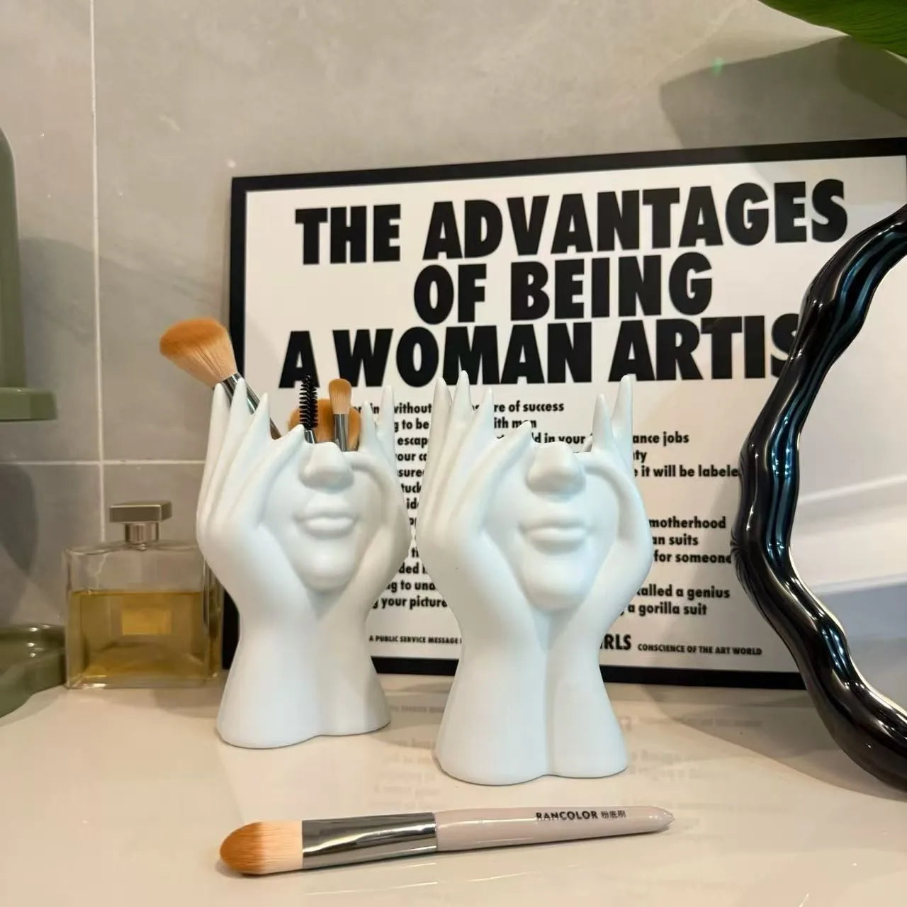 Modern Hand Makeup Brush Holder | Artistic Vanity Organizer