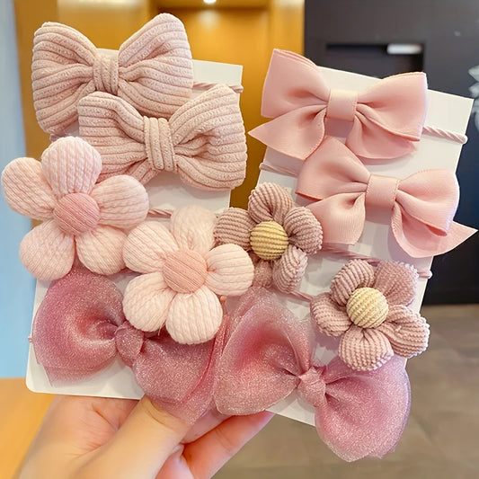 10-Pack Satin Bow Hair Ties – Soft Floral Elastic Hair Bands