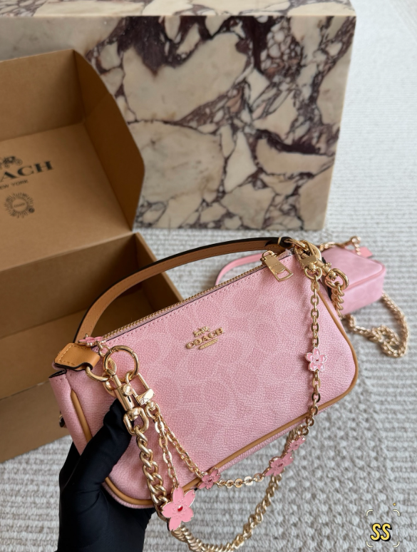 Pink Floral Signature Shoulder Bag