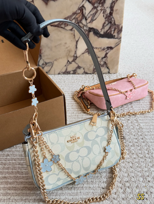 Pink Floral Signature Shoulder Bag