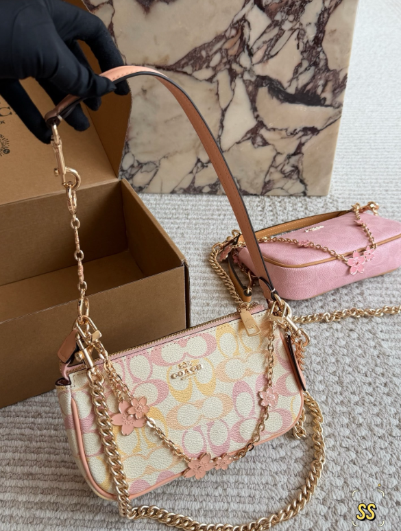 Pink Floral Signature Shoulder Bag