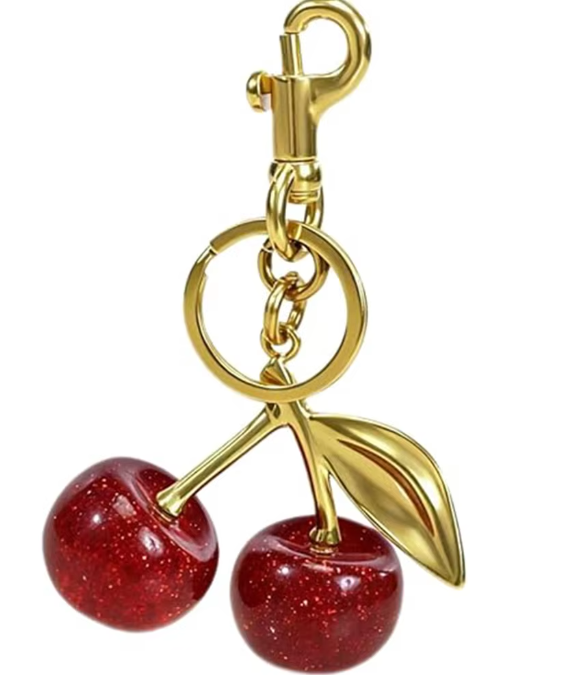 🍒 Sparkling Cherry Charm Keychain | Cute Kawaii Bag Charm | Cherry Purse Accessory | Available in Pink or Red