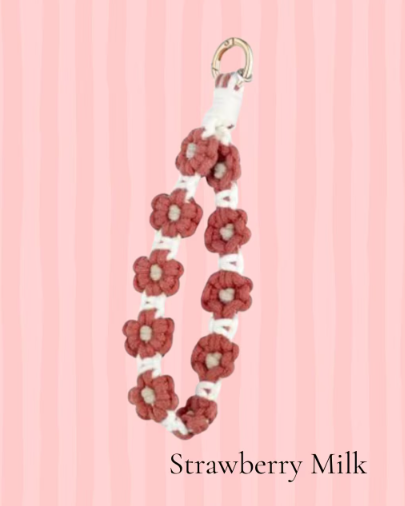 Crochet Daisy Wristlet Keychain | Floral Keychain | Cute Bag Charm | Flower Wrist Strap