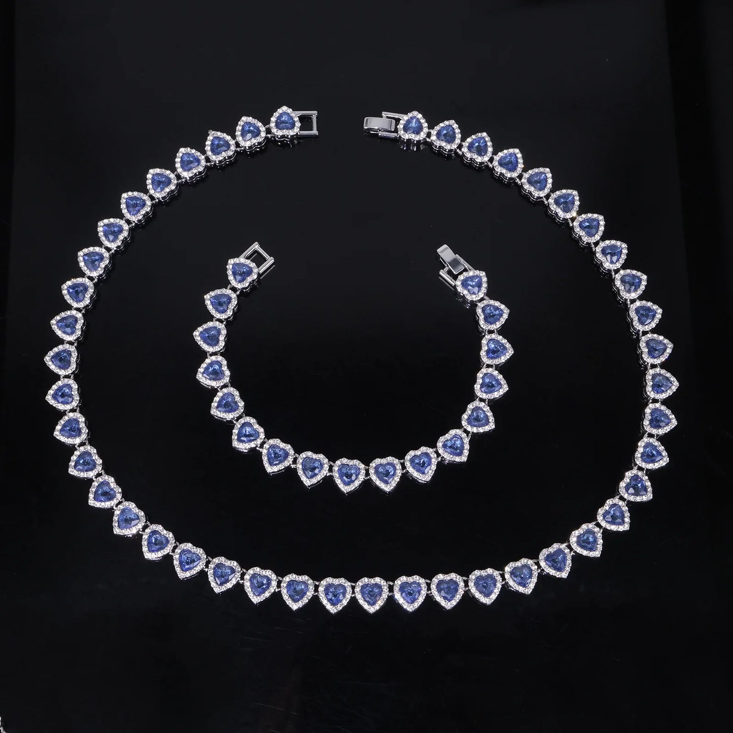 Heart Tennis Necklace & Bracelet Set