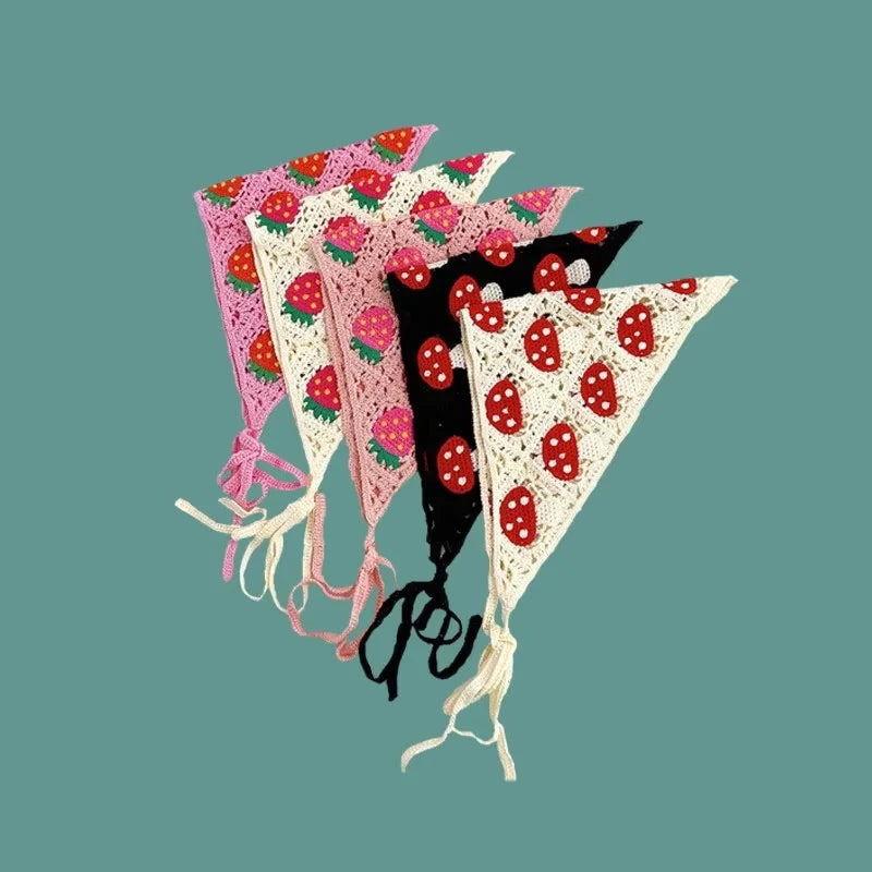 Crochet Floral Triangle Head Scarf