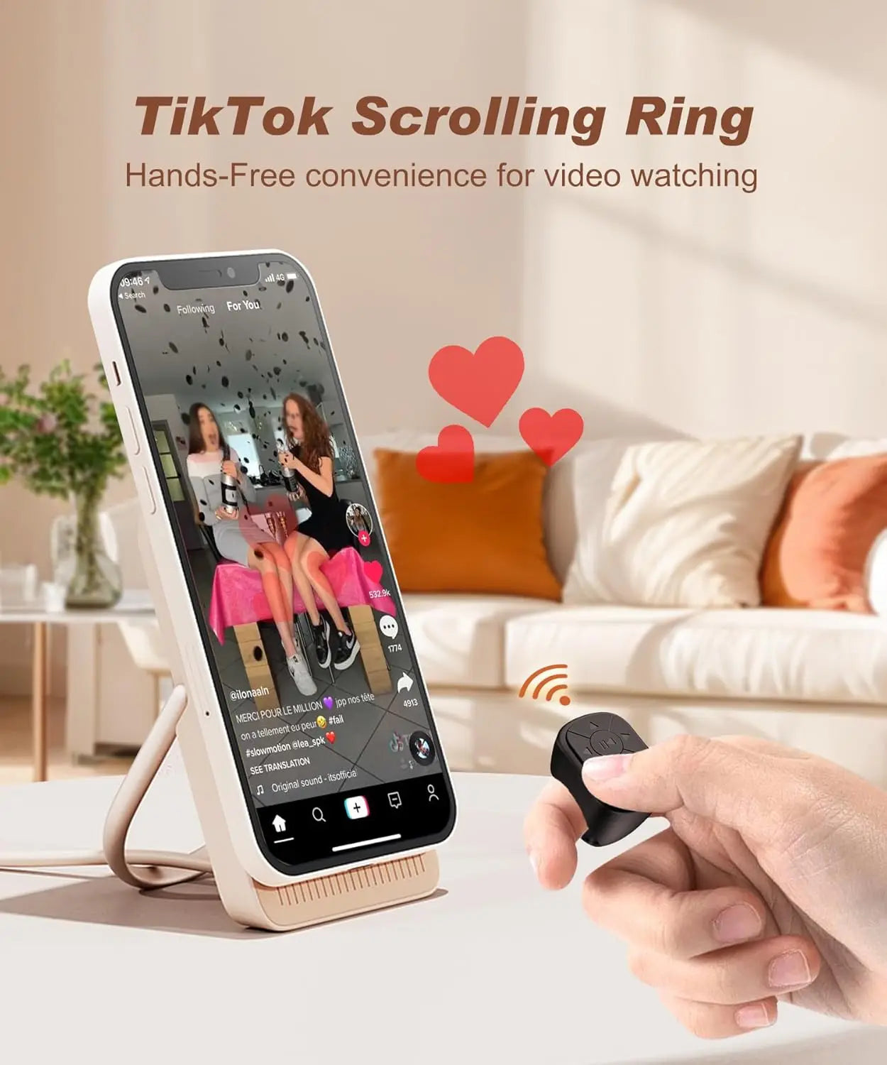 Bluetooth TikTok Scrolling Ring | Wireless Remote for Phone & Tablet