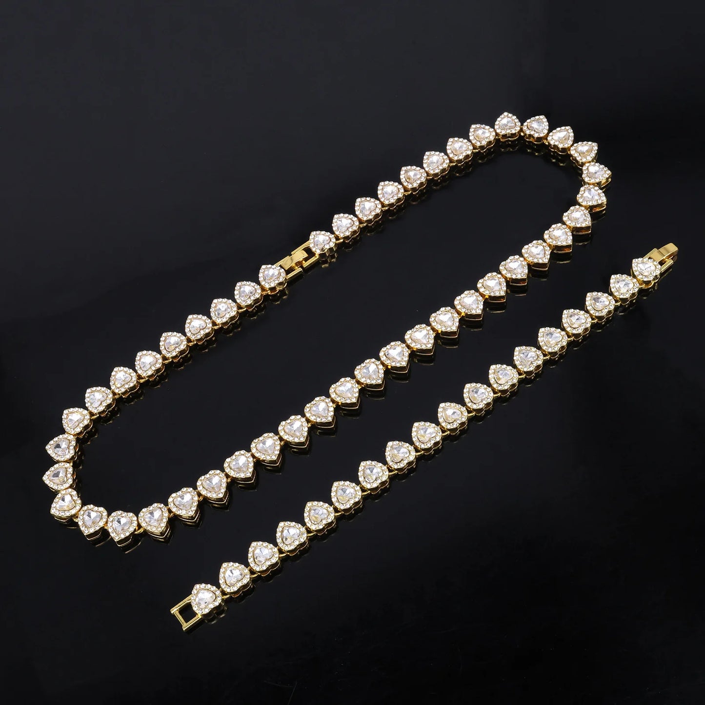 Heart Tennis Necklace & Bracelet Set