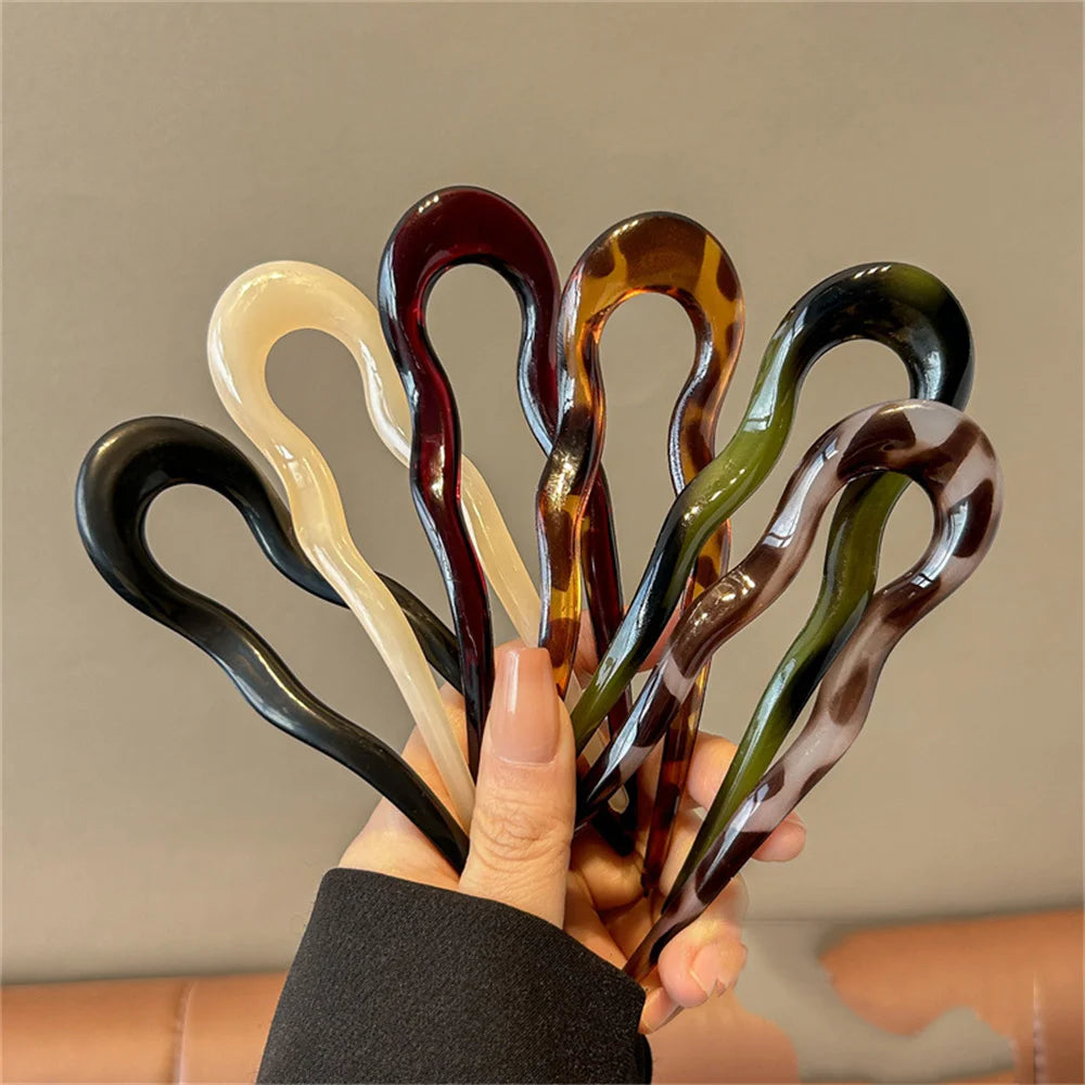 French Twist Hair Pin – Chic Tortoiseshell U-Shaped Hair Fork