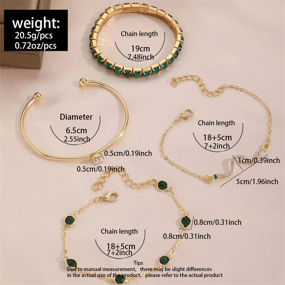 Emerald Luxe Bracelet Stack – 4 Piece Set
